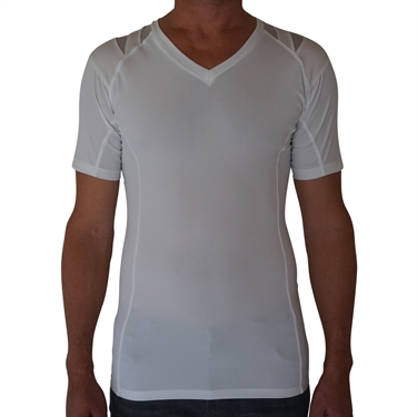 Herre Holdnings T-shirt med ærme - hvid str. L