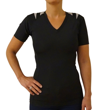 Dame Holdnings T-shirt med ærme - sort str. XL+