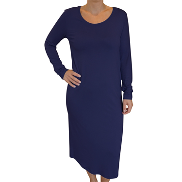 Dame Lang Natkjole med langt ærme Mørkeblå str. XS - 3XL - fra CareTakes
